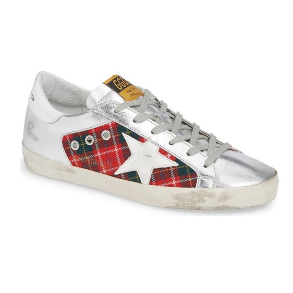 GOLDEN GOOSE SUPERSTAR PLAID SNEAKERS
